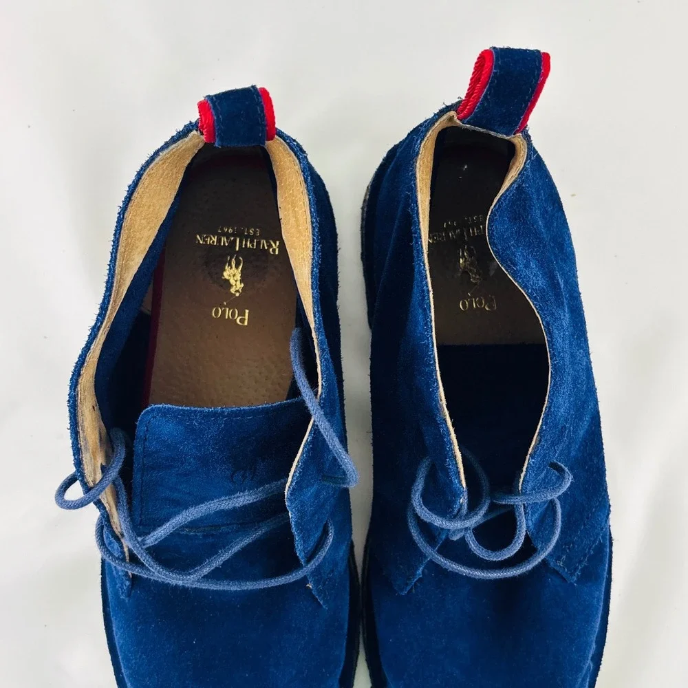 Polo Ralph Lauren Mens Blue Suede Casterton Chukka Boots Crepe Sole Size 8D